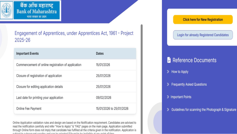 Bank Of Maharashtra : बैंक ऑफ महाराष्ट्र में अप्रेंटिसशिप भर्ती का आगाज़, ग्रेजुएट युवाओं के लिए बैंकिंग सेक्टर में कदम रखने का बेहतरीन अवसर